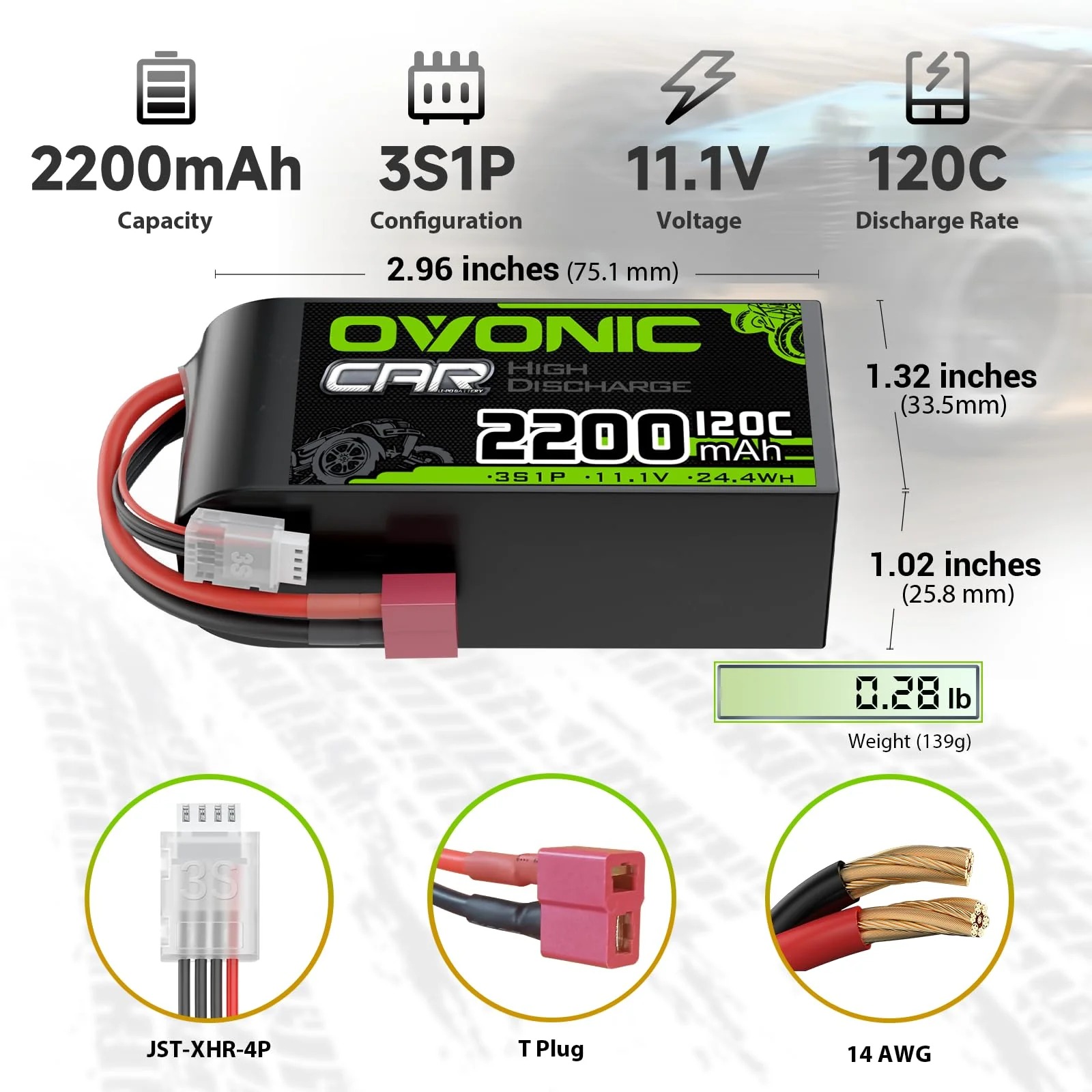 Rc Hobby Grade Truck - OVONIC 3S Short LiPo Battery 11.1V