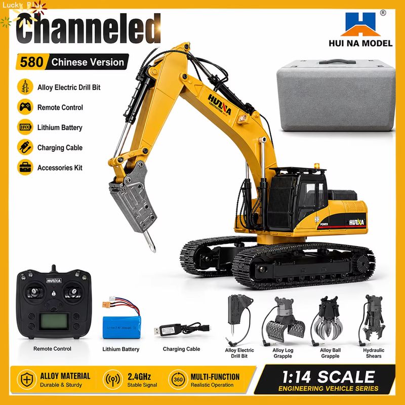 Rc Excavator Hobby - Huina Upgrade 1590 1/14 Metal Rc
